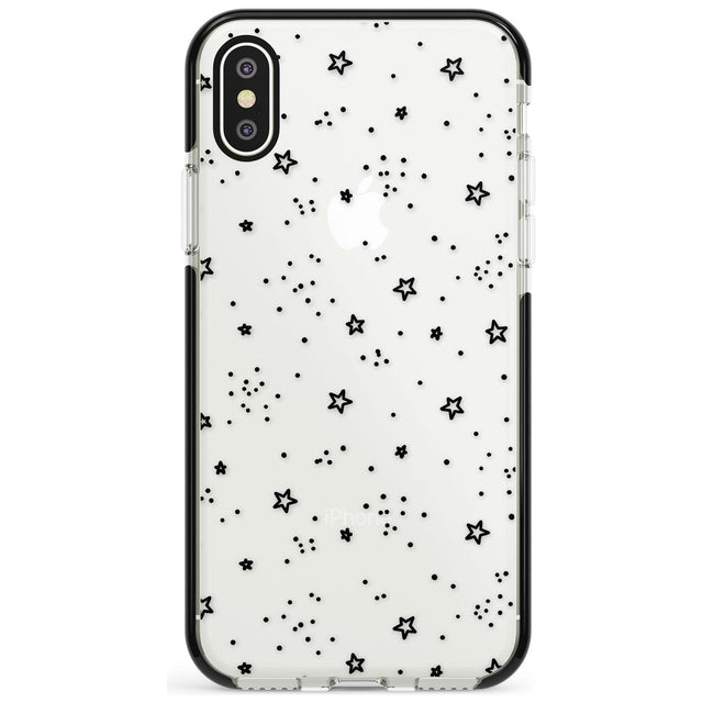 Star Outlines Black Impact Phone Case for iPhone X XS Max XR