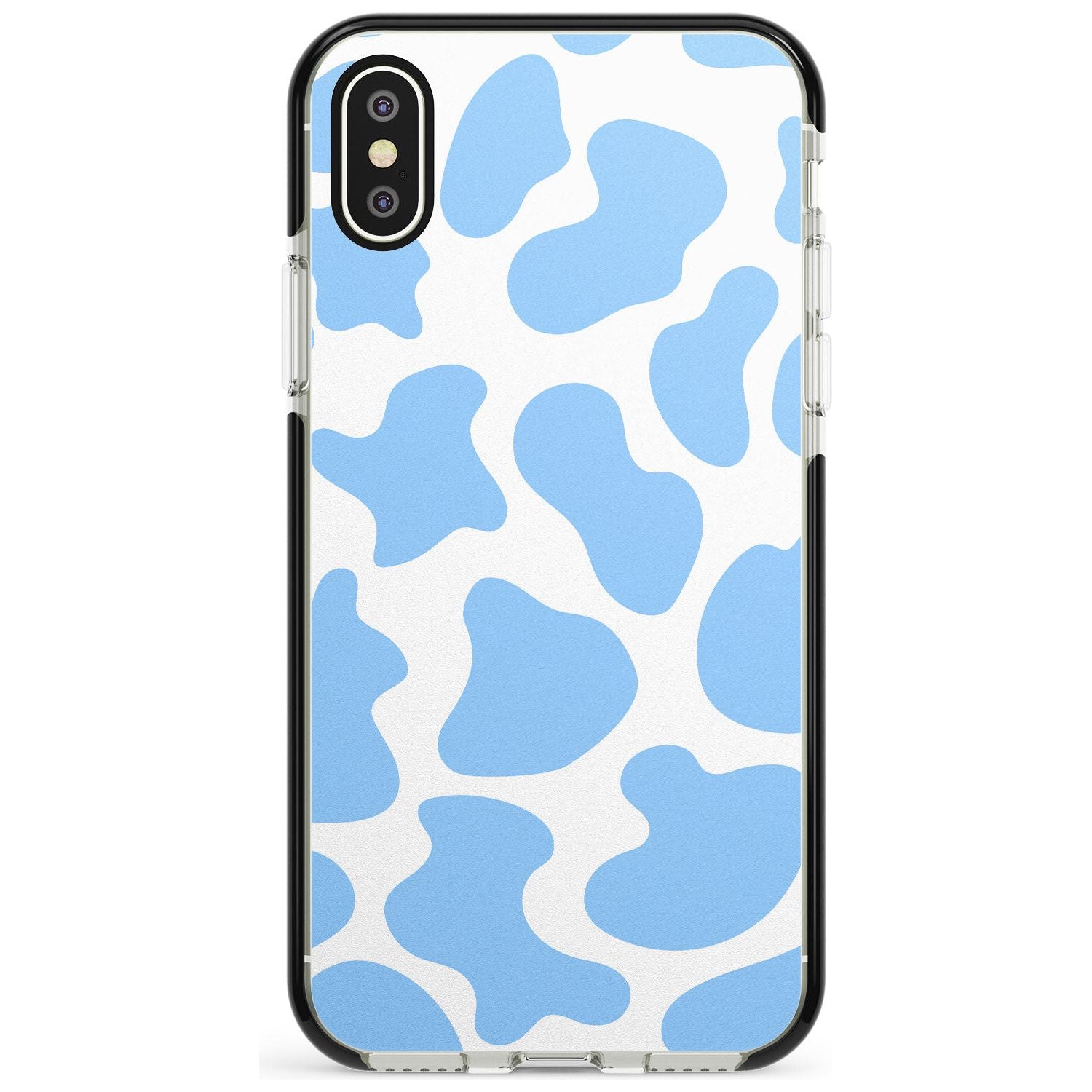 Blue and White Cow Print Black Impact Phone Case for iPhone X XS Max XR
