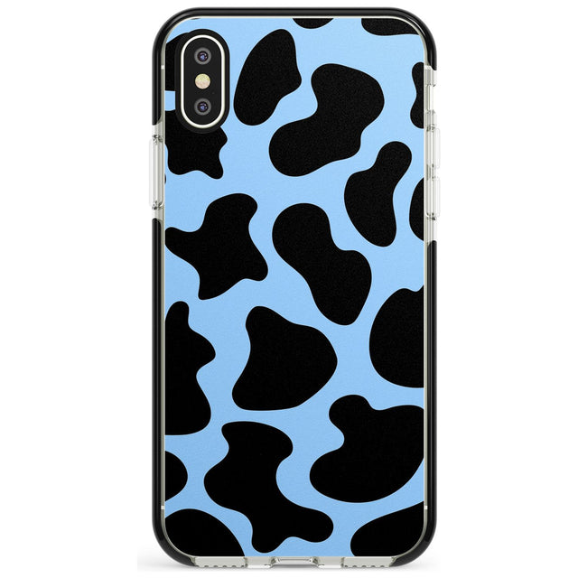 Blue and Black Cow Print Black Impact Phone Case for iPhone X XS Max XR