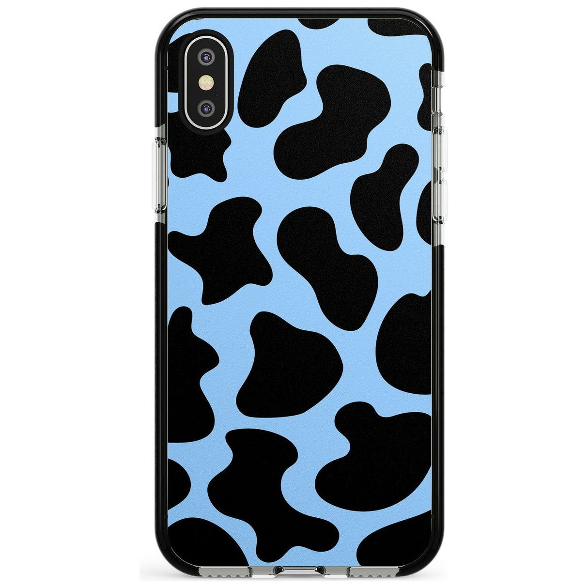 Blue and Black Cow Print Black Impact Phone Case for iPhone X XS Max XR