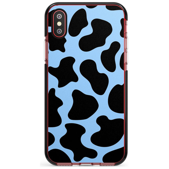 Blue and Black Cow Print Black Impact Phone Case for iPhone X XS Max XR