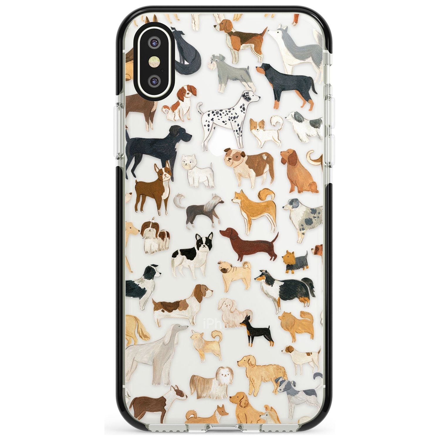 Hand Painted Dogs Black Impact Phone Case for iPhone X XS Max XR