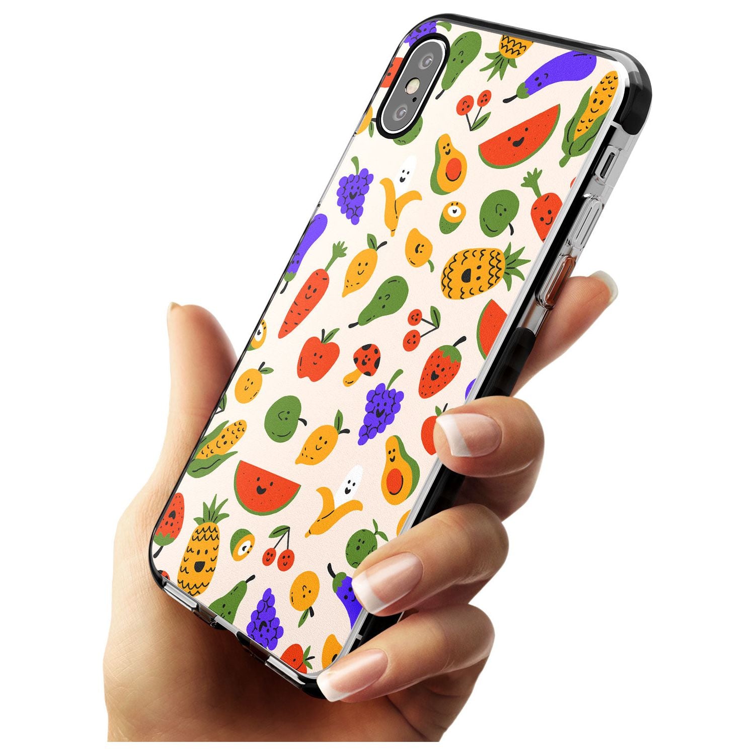 Mixed Kawaii Food Icons - Solid iPhone Case Black Impact Phone Case Warehouse X XS Max XR