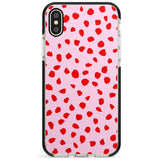 Red on Pink Dalmatian Polka Dot Spots Black Impact Phone Case for iPhone X XS Max XR