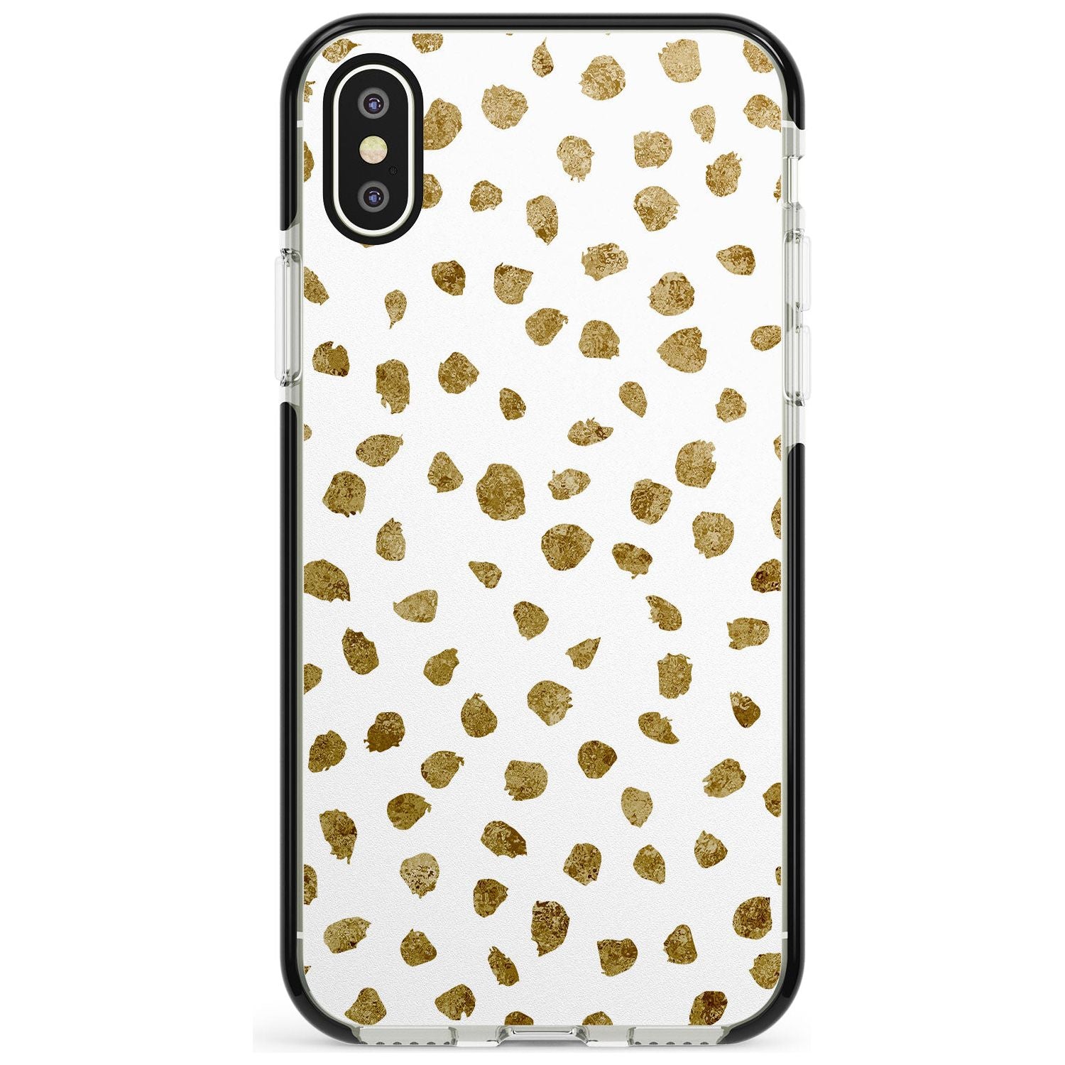Gold Look on White Dalmatian Polka Dot Spots Black Impact Phone Case for iPhone X XS Max XR