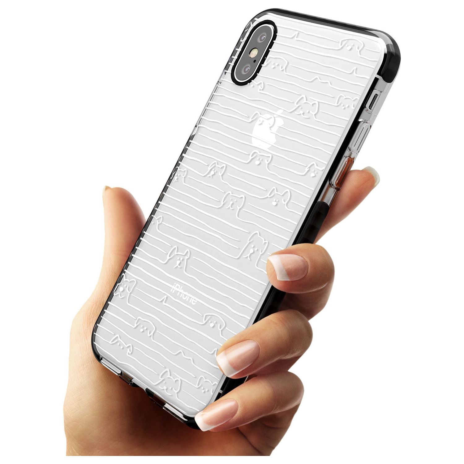 Dog Line Art - White Black Impact Phone Case for iPhone X XS Max XR