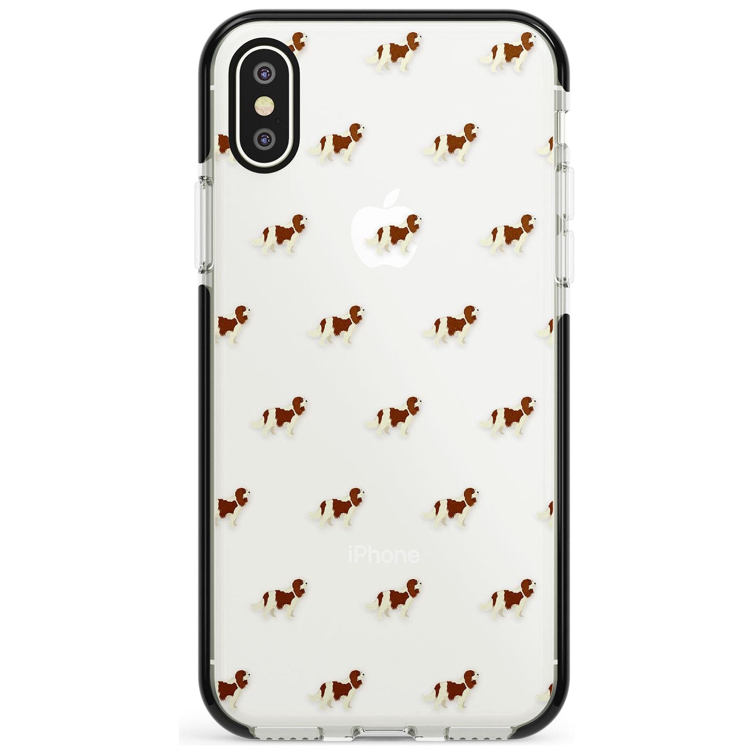 Cavalier King Charles Spaniel Pattern Clear Black Impact Phone Case for iPhone X XS Max XR