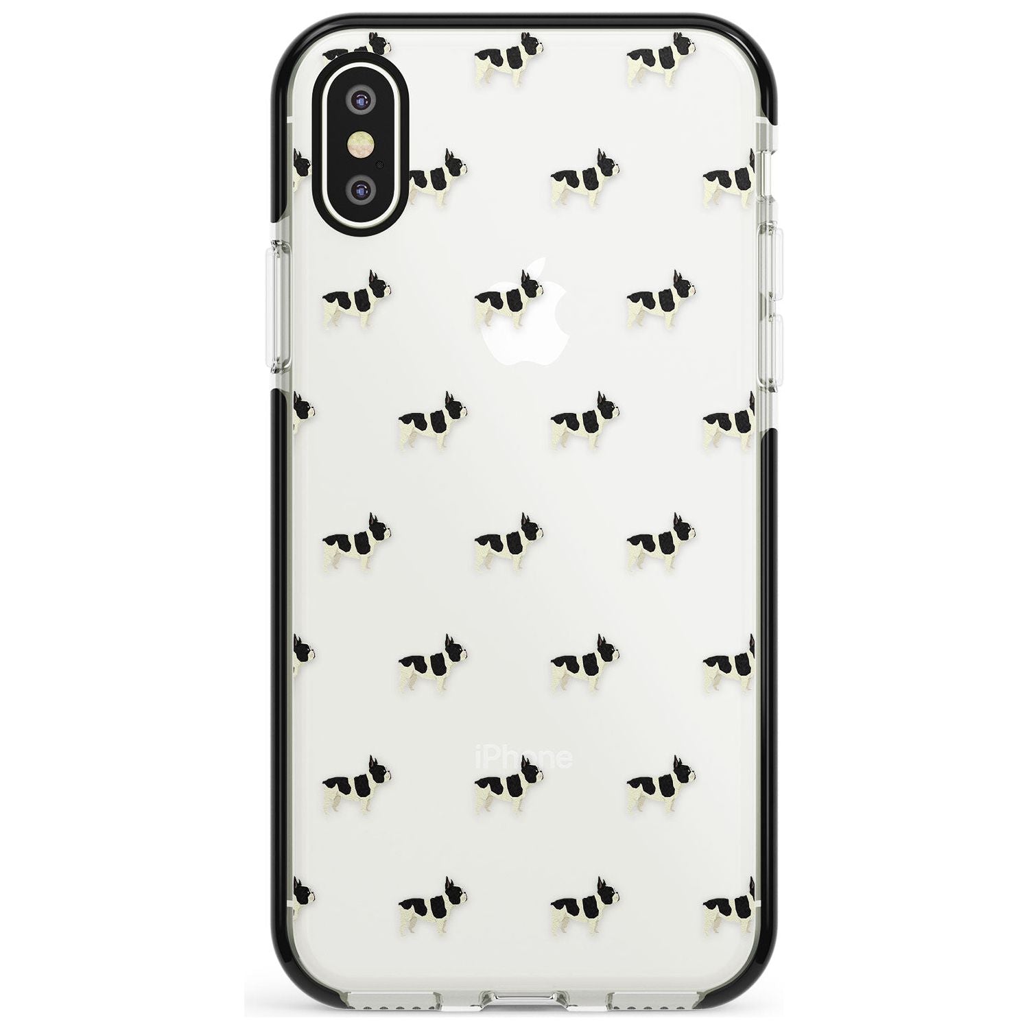 French Bulldog Dog Pattern Clear Black Impact Phone Case for iPhone X XS Max XR