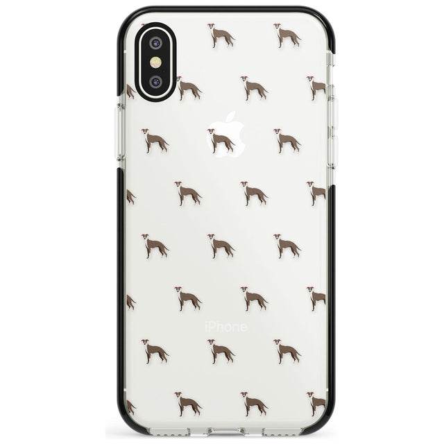 Whippet/Italian Greyhound Dog Pattern Clear Black Impact Phone Case for iPhone X XS Max XR
