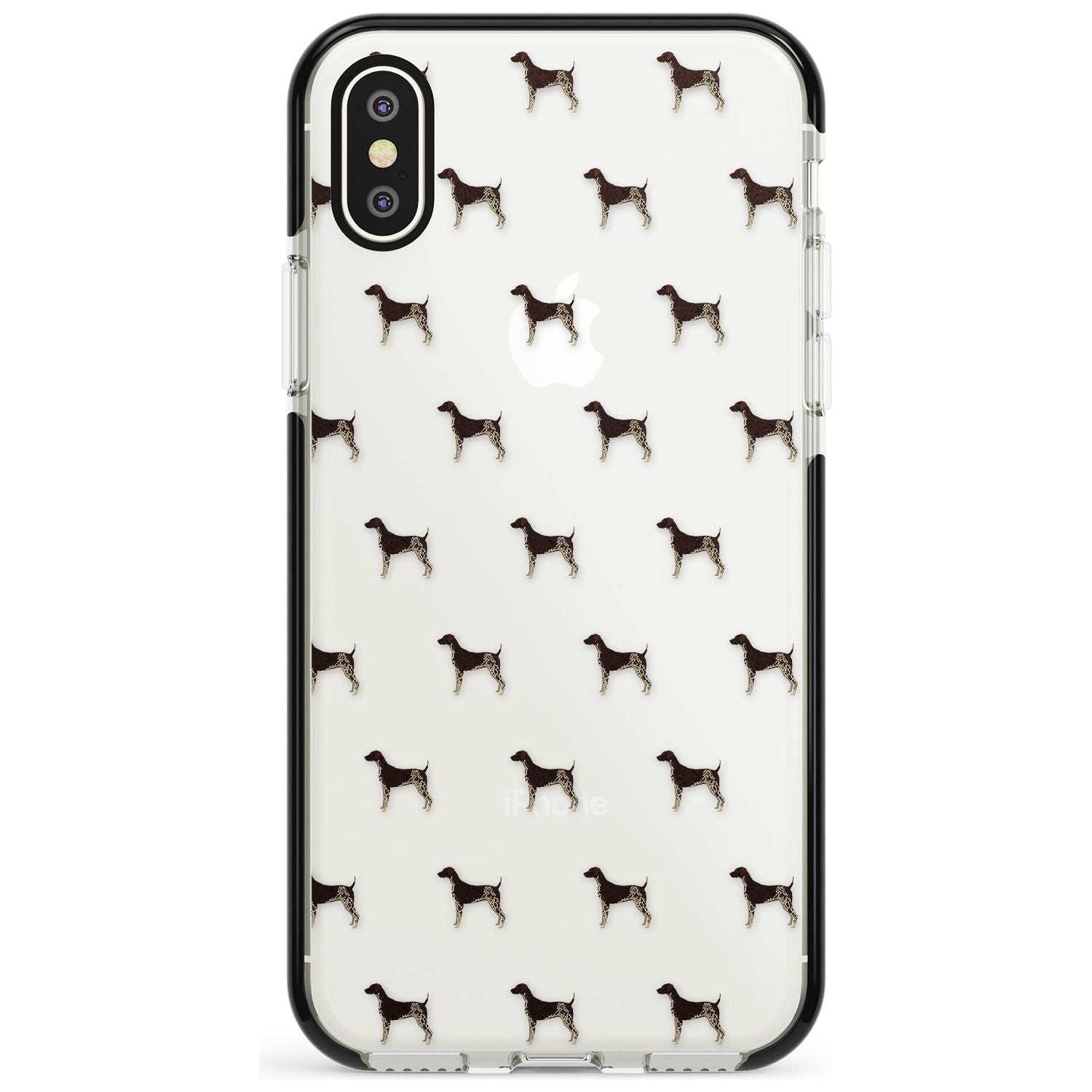 German Shorthaired Pointer Dog Pattern Clear Black Impact Phone Case for iPhone X XS Max XR