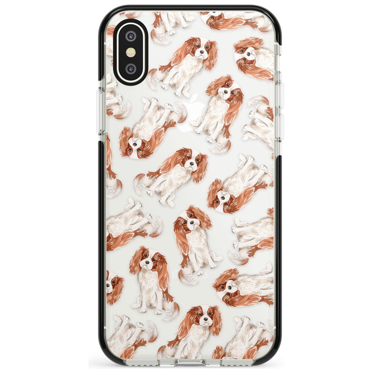 Cavalier King Charles Spaniel Dog Pattern Black Impact Phone Case for iPhone X XS Max XR