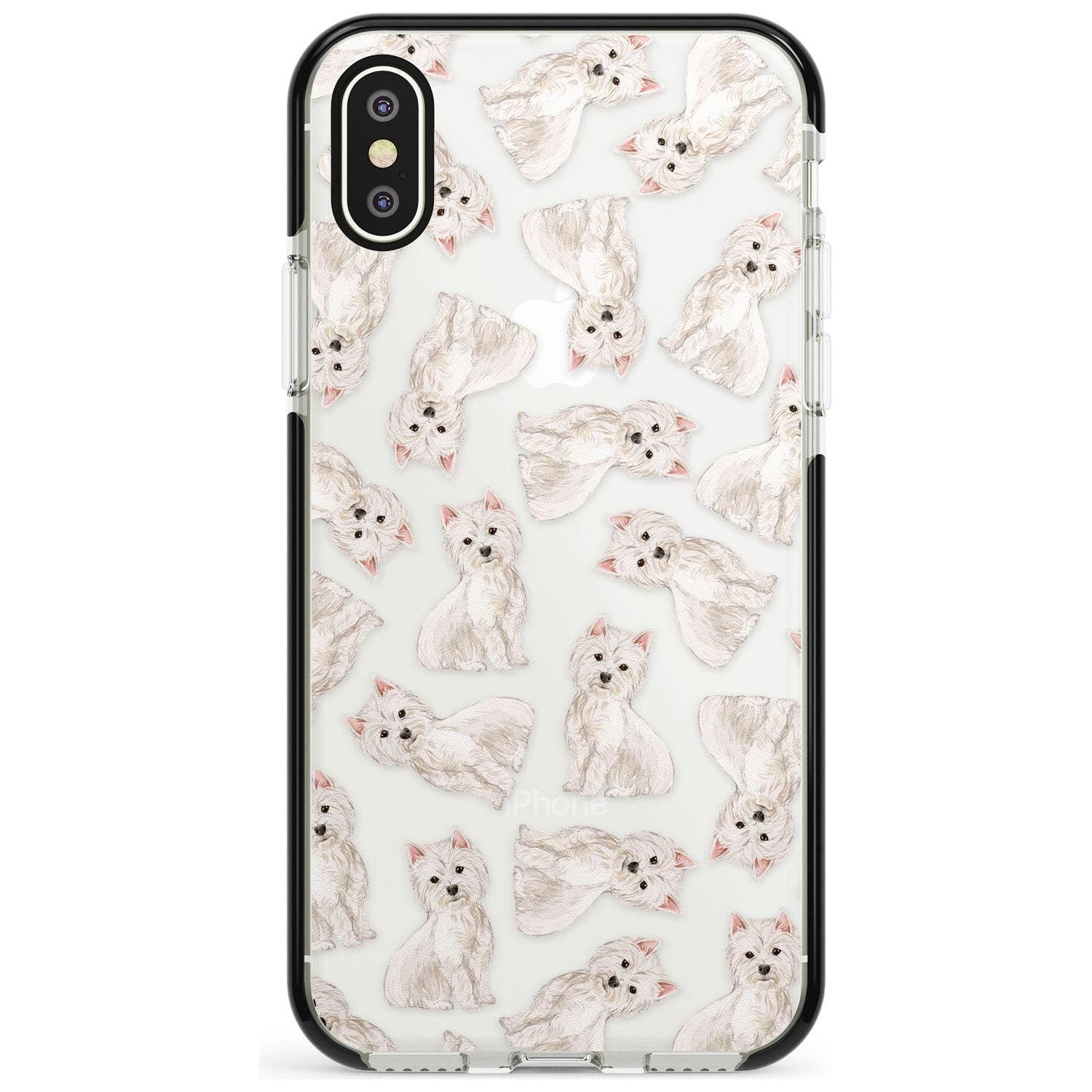 Westie Watercolour Dog Pattern Black Impact Phone Case for iPhone X XS Max XR