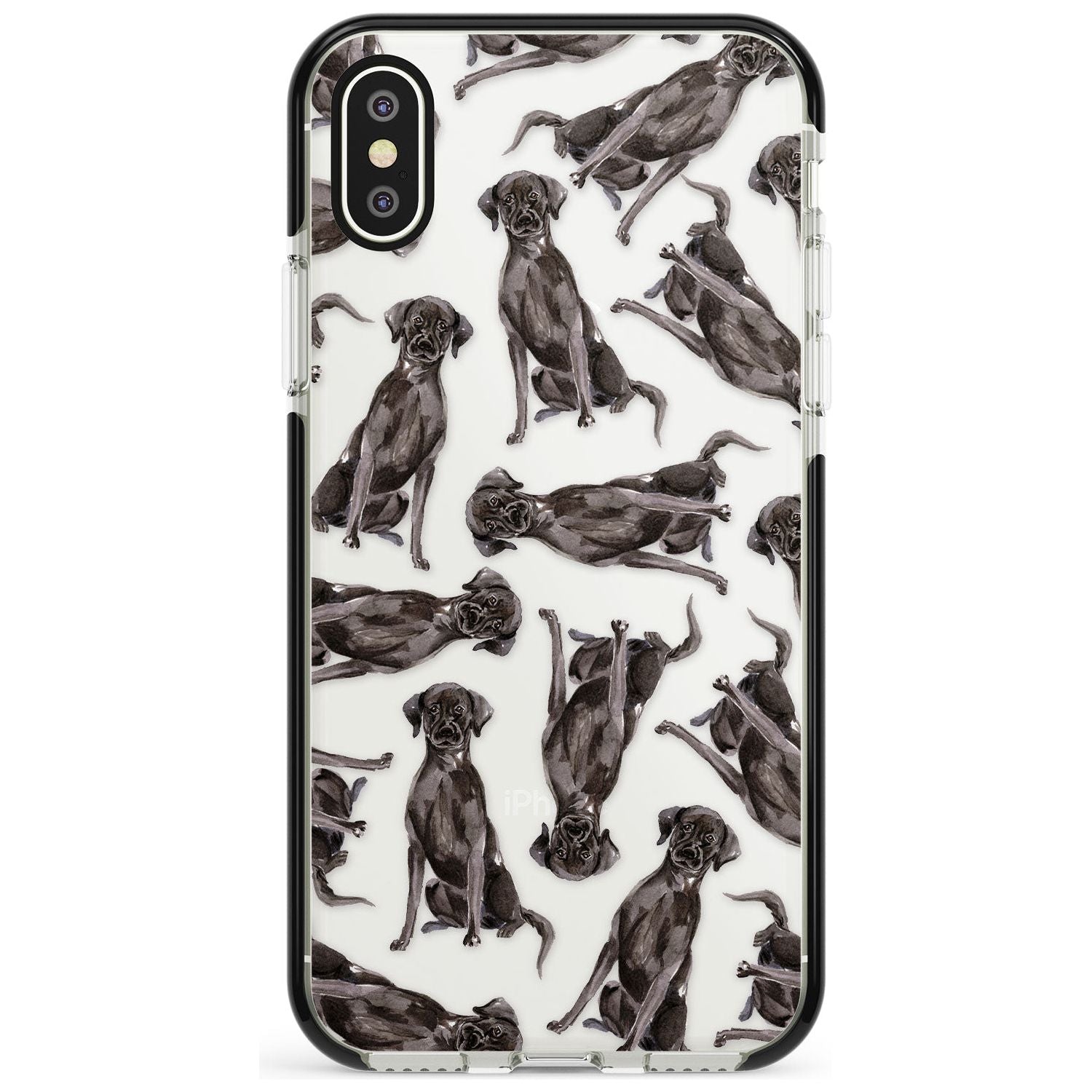 Black Labrador Watercolour Dog Pattern Black Impact Phone Case for iPhone X XS Max XR