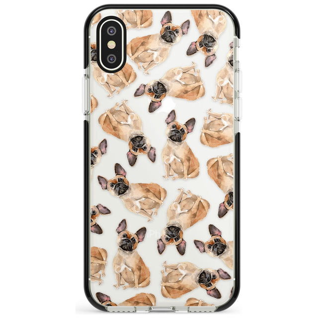 French Bulldog Watercolour Dog Pattern Black Impact Phone Case for iPhone X XS Max XR