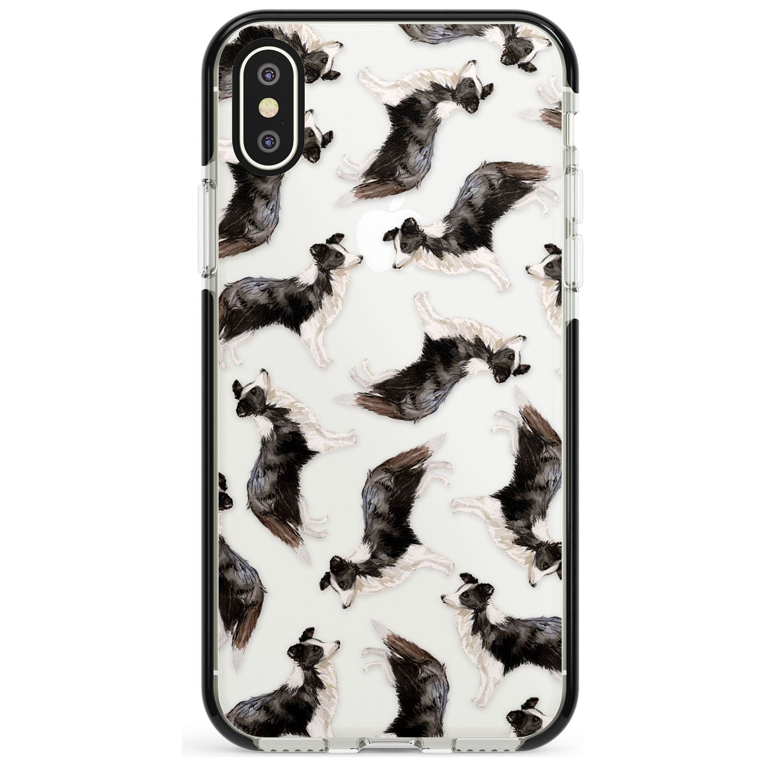 Border Collie Watercolour Dog Pattern Black Impact Phone Case for iPhone X XS Max XR