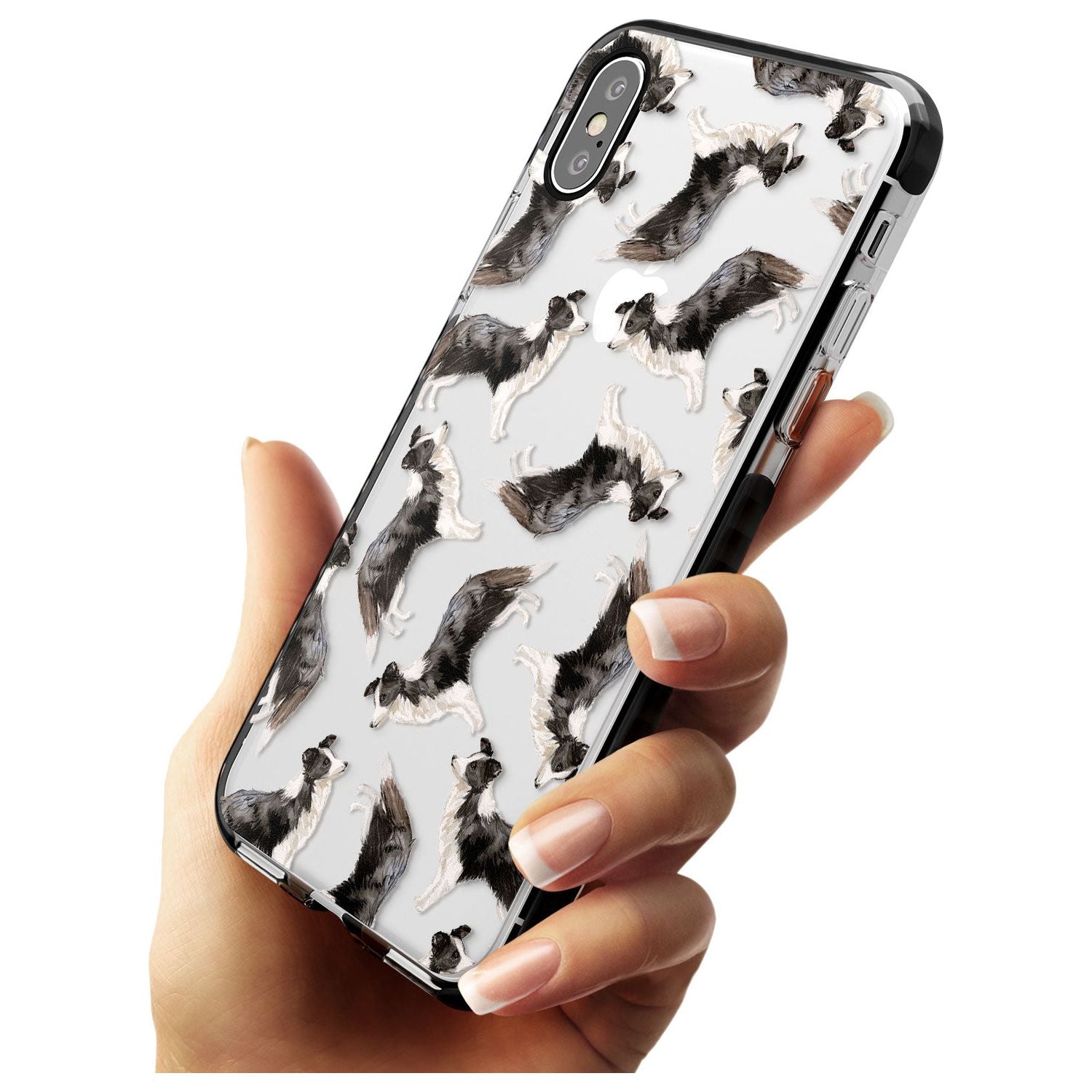 Border Collie Watercolour Dog Pattern Black Impact Phone Case for iPhone X XS Max XR