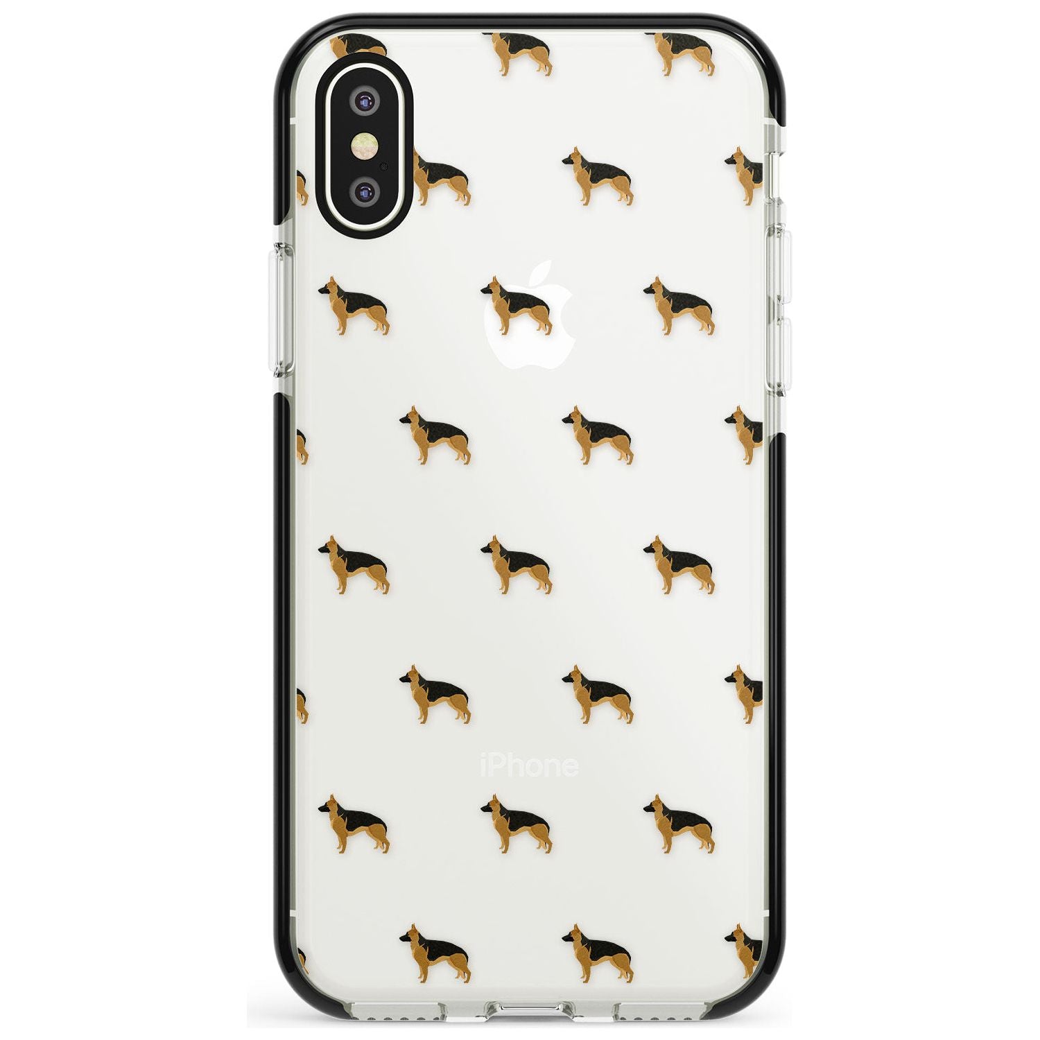 German Sherpard Dog Pattern Clear Black Impact Phone Case for iPhone X XS Max XR