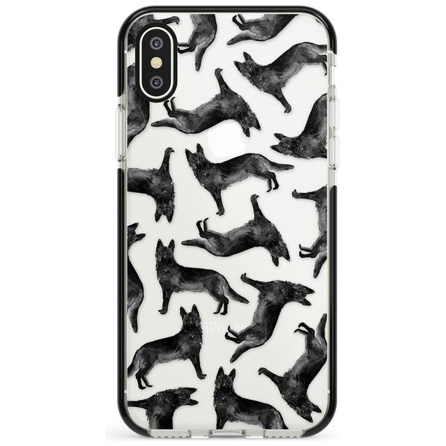 German Shepherd (Black) Watercolour Dog Pattern Black Impact Phone Case for iPhone X XS Max XR