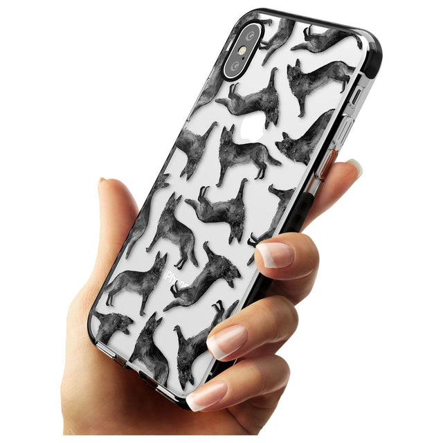 German Shepherd (Black) Watercolour Dog Pattern Black Impact Phone Case for iPhone X XS Max XR