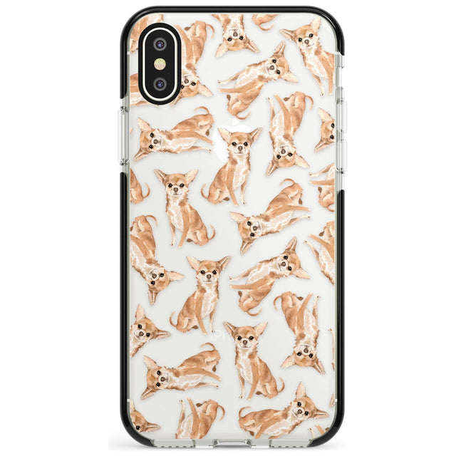 Chihuahua Watercolour Dog Pattern Black Impact Phone Case for iPhone X XS Max XR