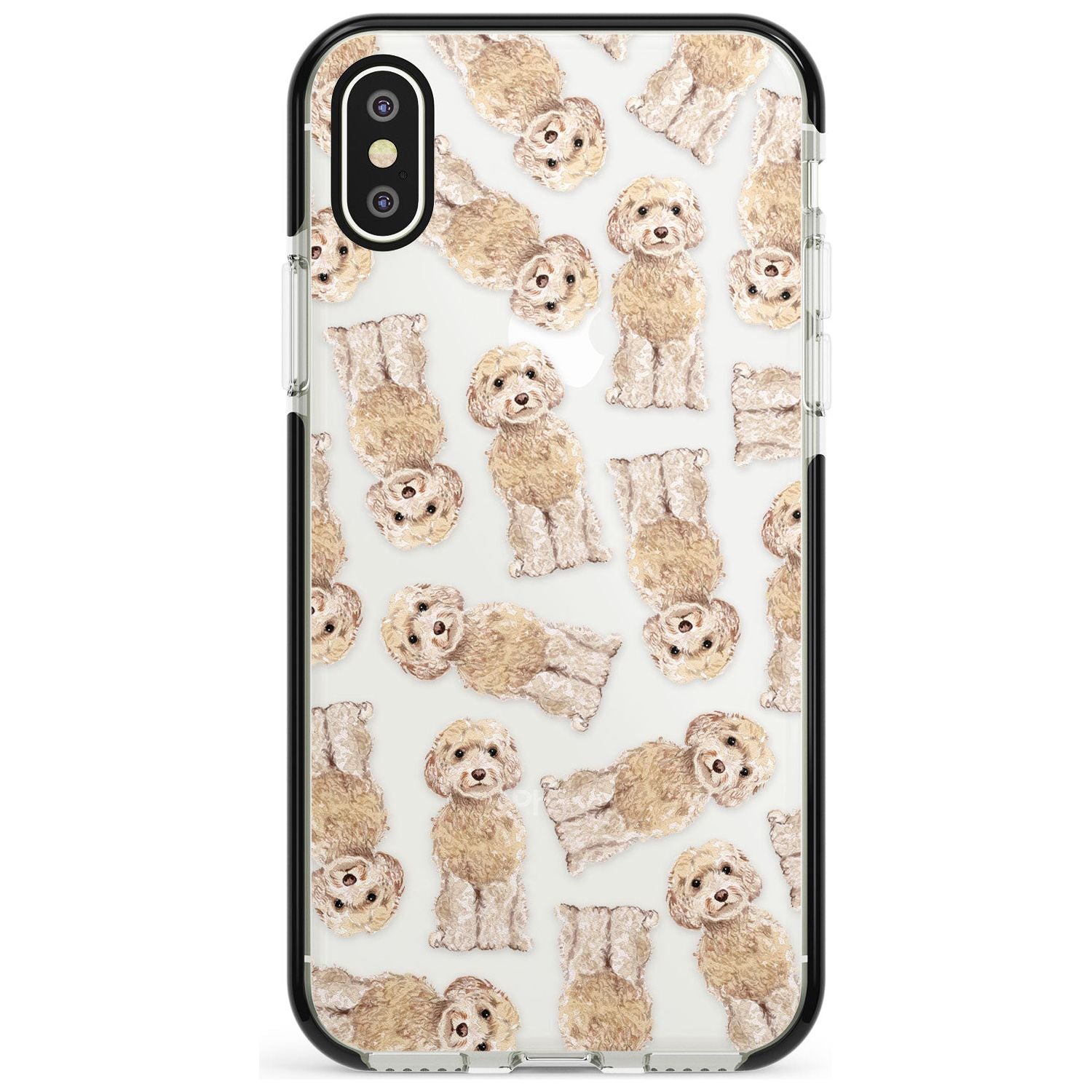 Cockapoo (Champagne) Watercolour Dog Pattern Black Impact Phone Case for iPhone X XS Max XR