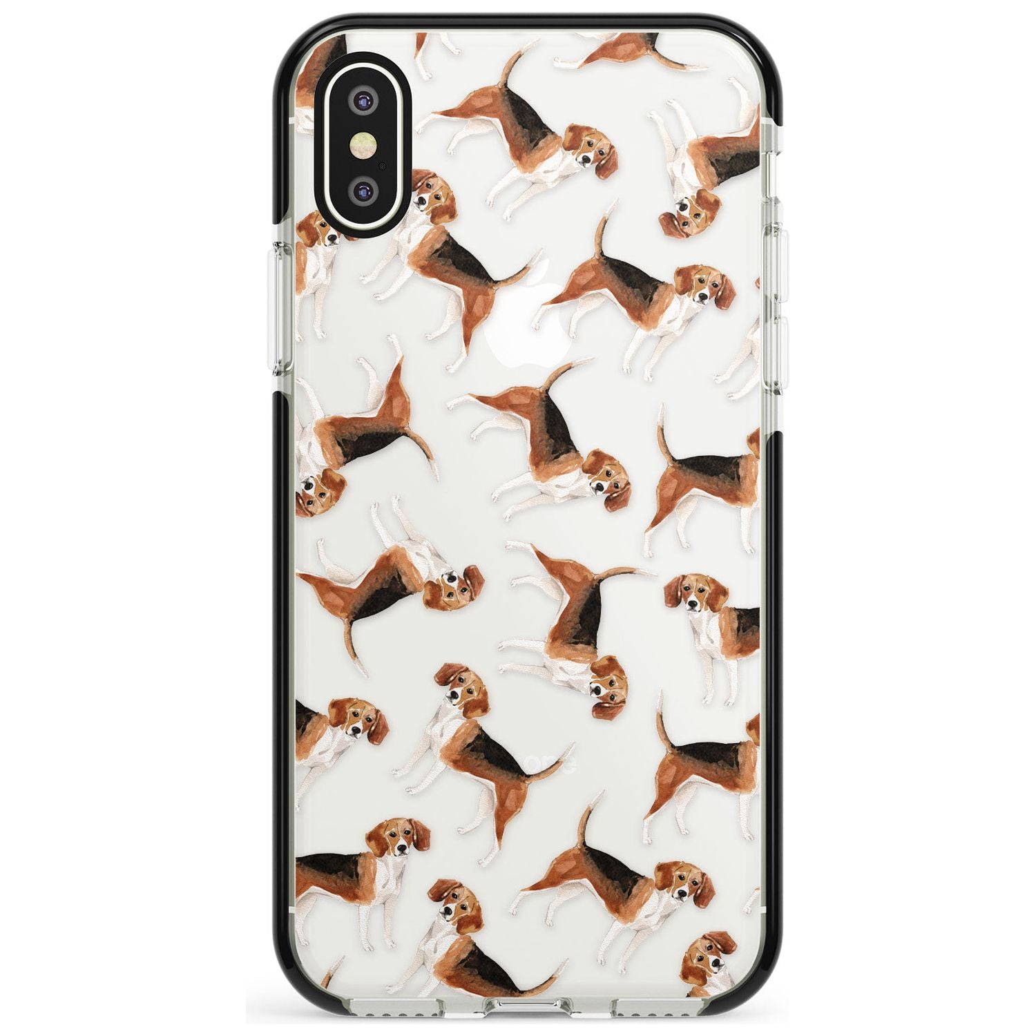 Beagle Watercolour Dog Pattern Black Impact Phone Case for iPhone X XS Max XR