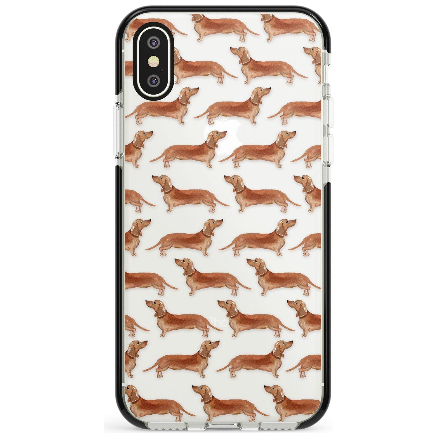 Dachshund (Red) Watercolour Dog Pattern Black Impact Phone Case for iPhone X XS Max XR