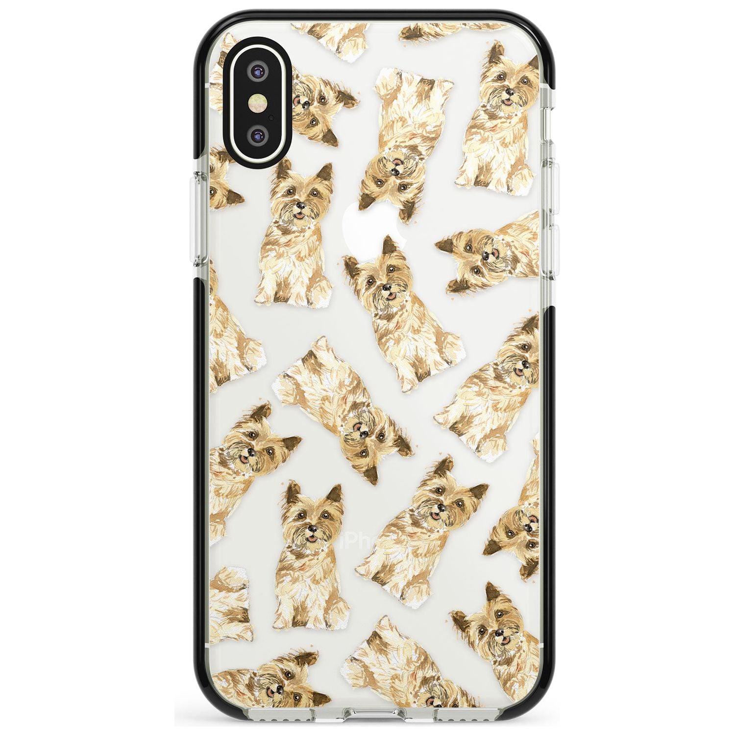 Cairn Terrier Watercolour Dog Pattern Black Impact Phone Case for iPhone X XS Max XR