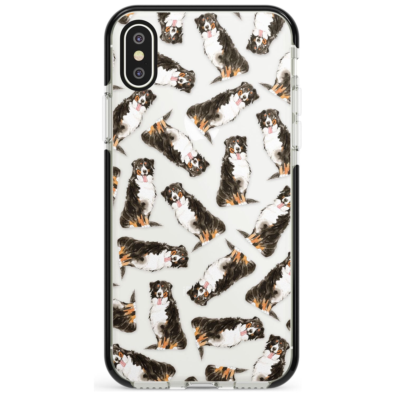 Bernese Mountain Dog Watercolour Dog Pattern Black Impact Phone Case for iPhone X XS Max XR