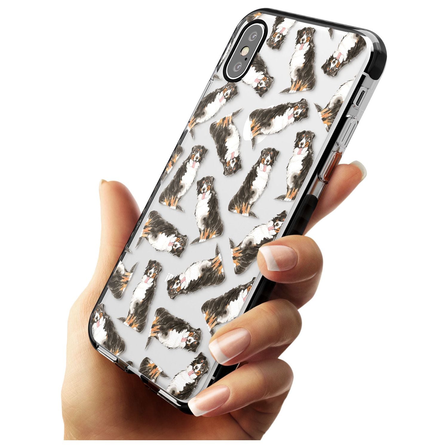 Bernese Mountain Dog Watercolour Dog Pattern Black Impact Phone Case for iPhone X XS Max XR