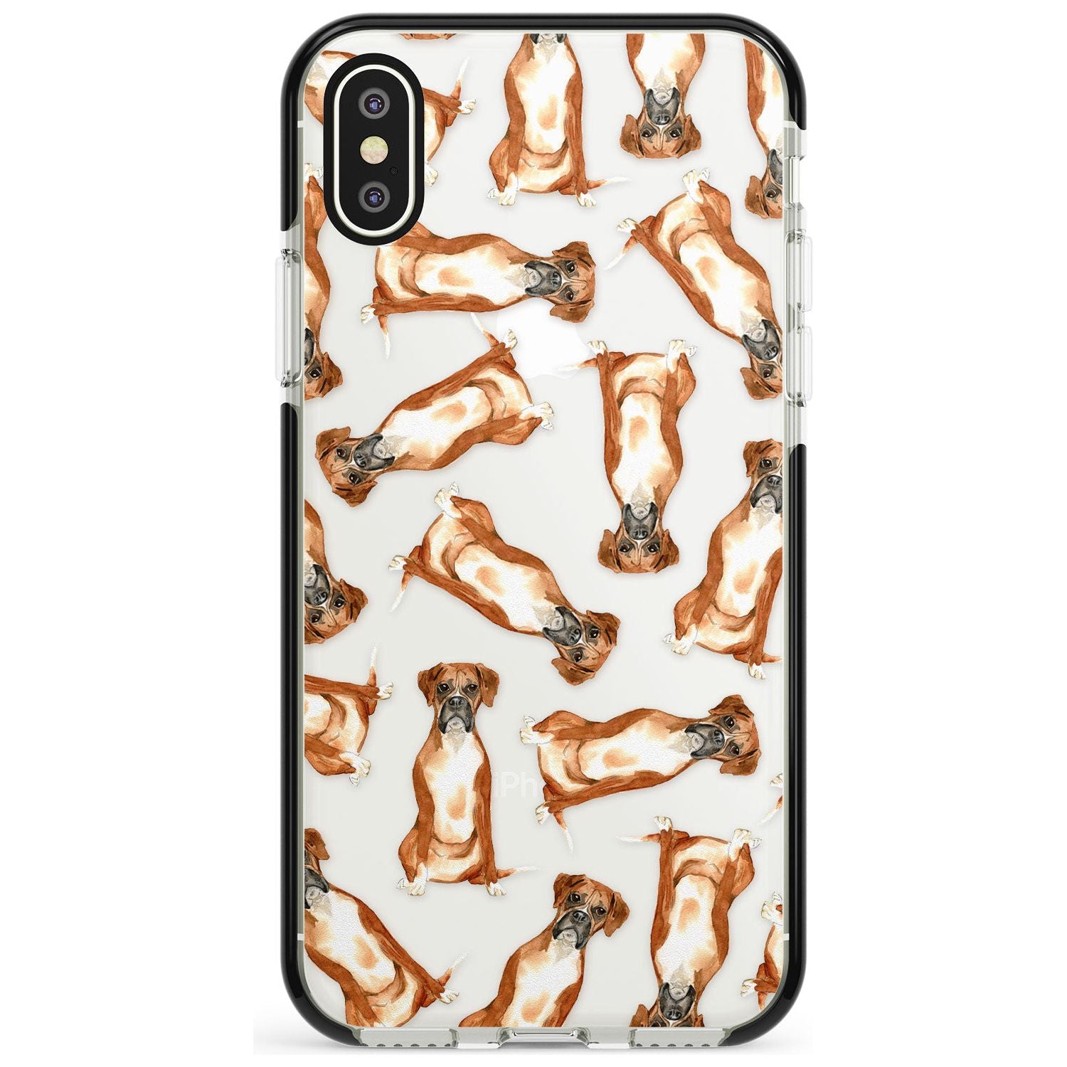 Boxer Watercolour Dog Pattern Black Impact Phone Case for iPhone X XS Max XR
