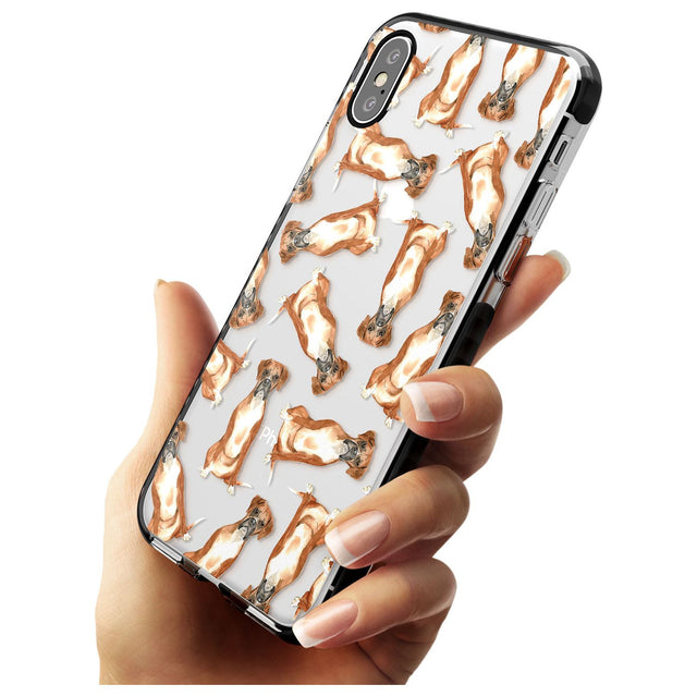 Boxer Watercolour Dog Pattern Black Impact Phone Case for iPhone X XS Max XR