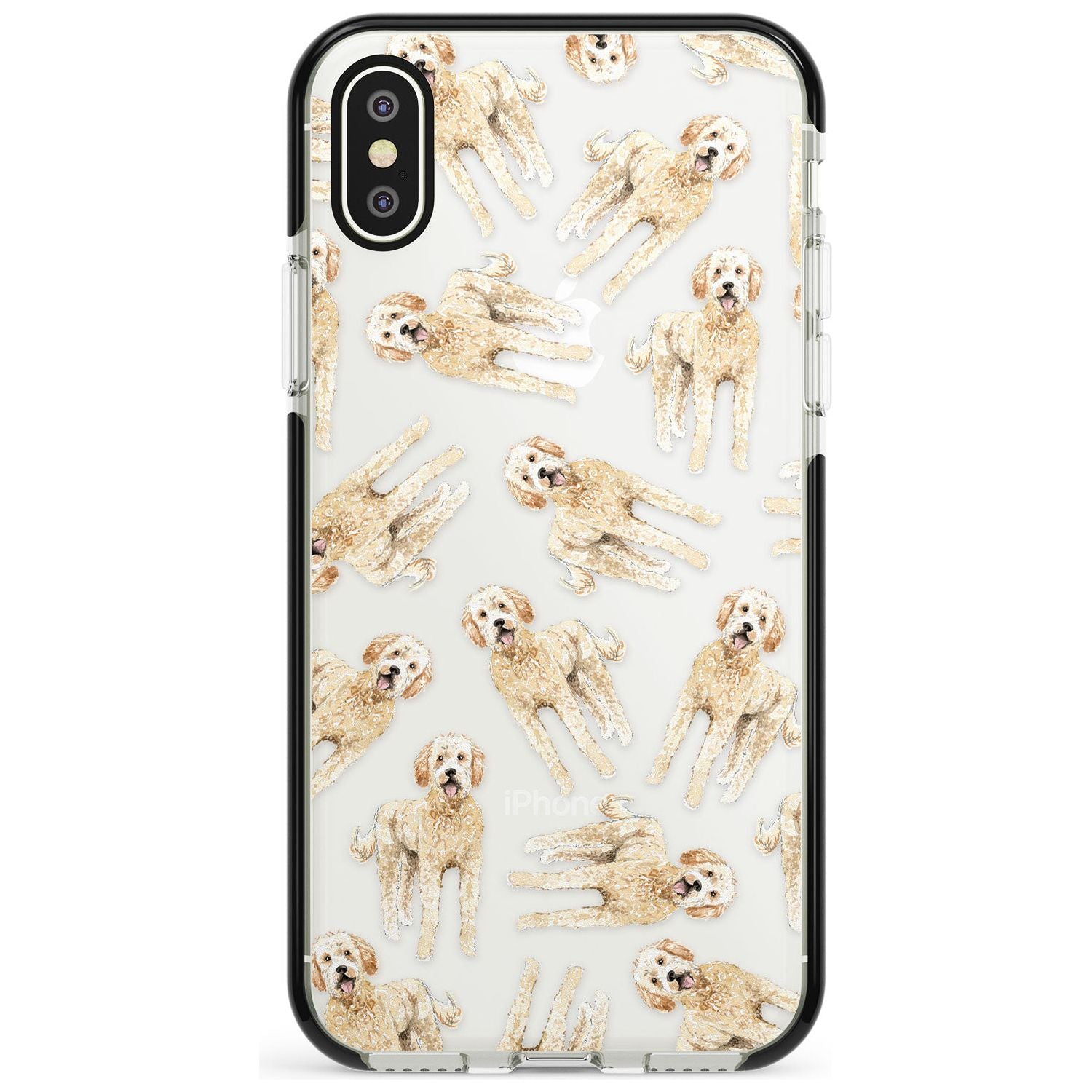 Goldendoodle Watercolour Dog Pattern Black Impact Phone Case for iPhone X XS Max XR