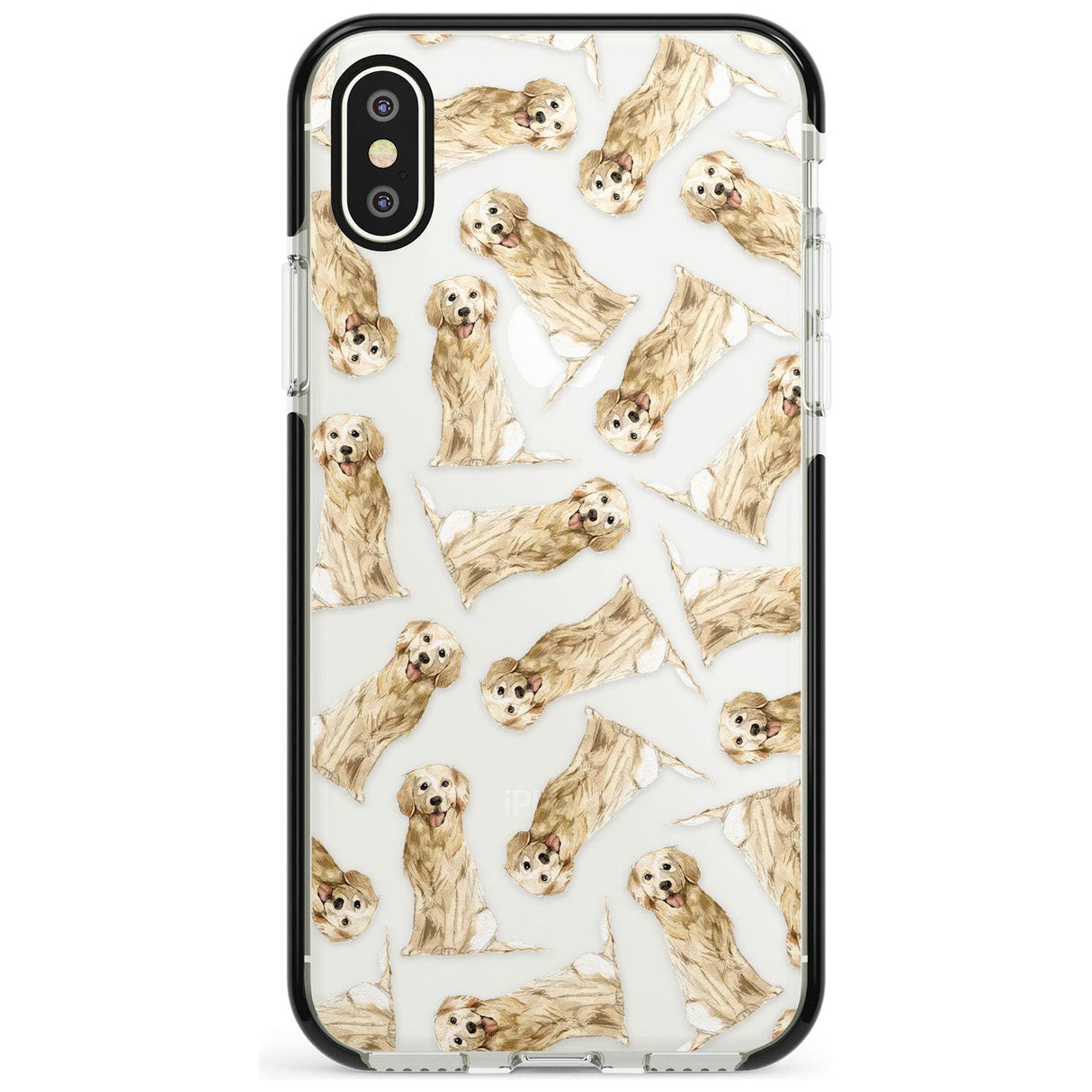 Golden Retriever Watercolour Dog Pattern Black Impact Phone Case for iPhone X XS Max XR