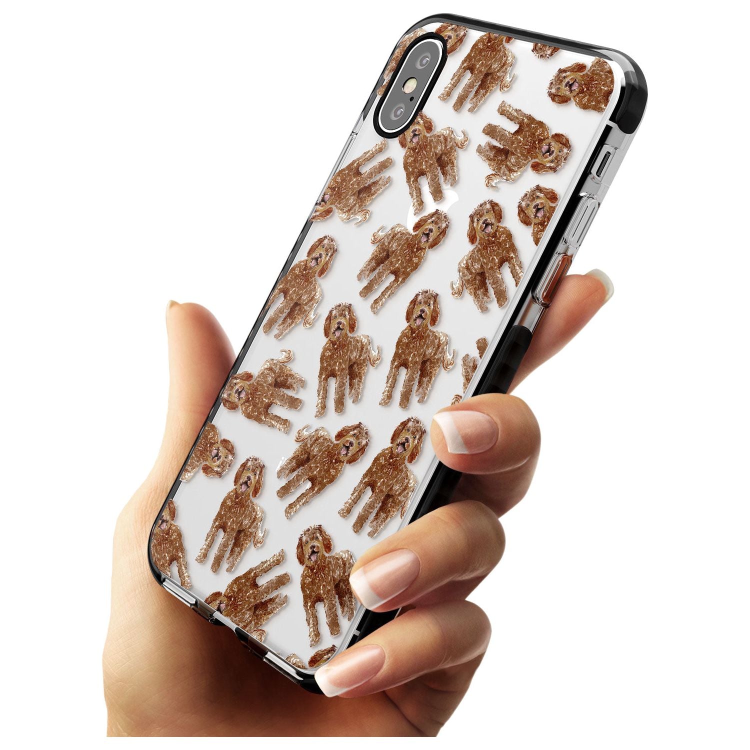 Labradoodle (Brown) Watercolour Dog Pattern Black Impact Phone Case for iPhone X XS Max XR