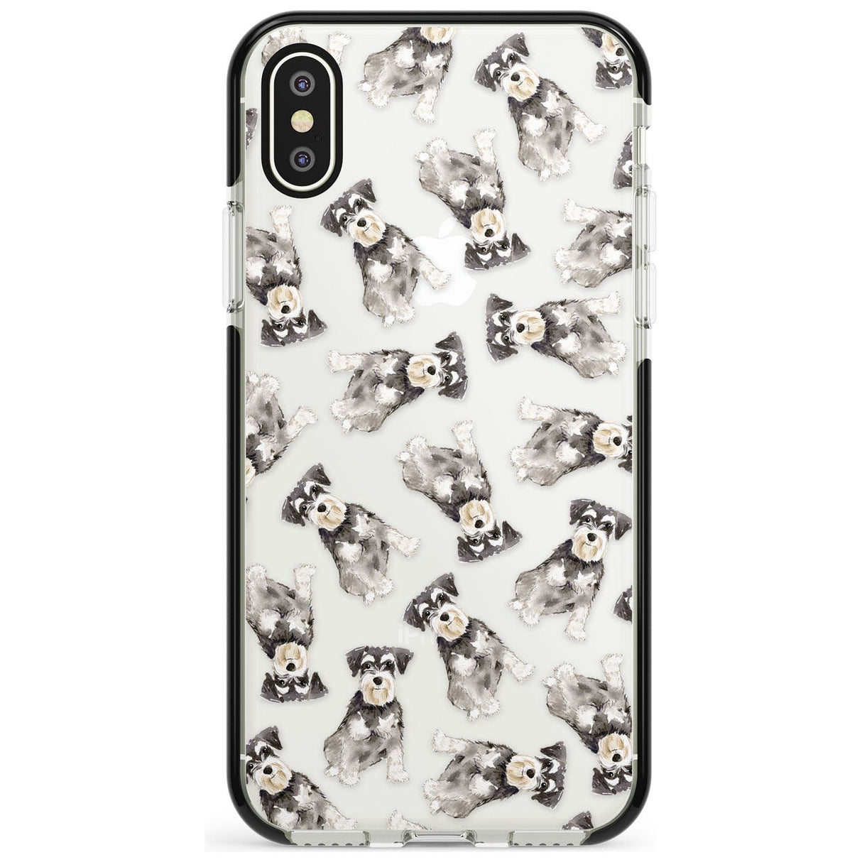 Miniature Schnauzer Watercolour Dog Pattern Black Impact Phone Case for iPhone X XS Max XR