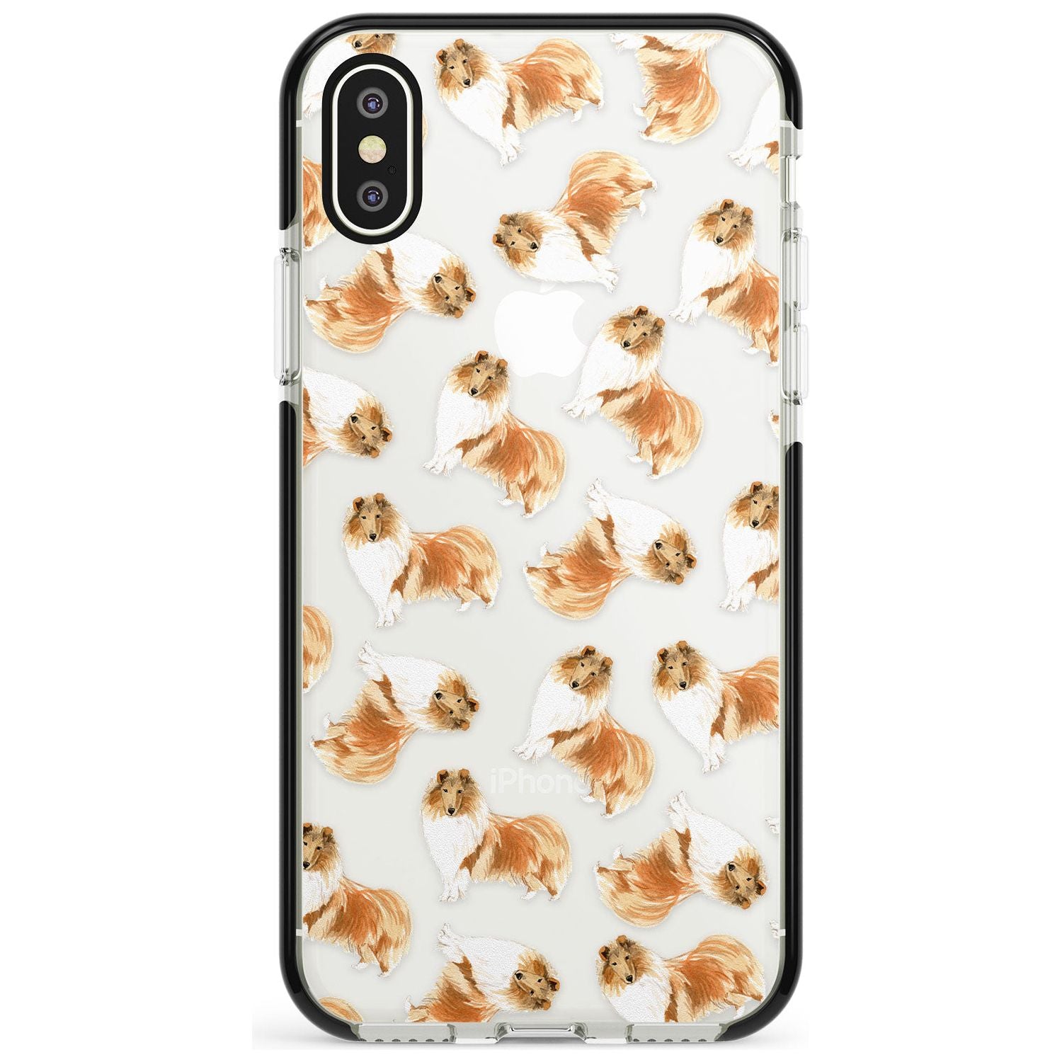 Rough Collie Watercolour Dog Pattern Black Impact Phone Case for iPhone X XS Max XR