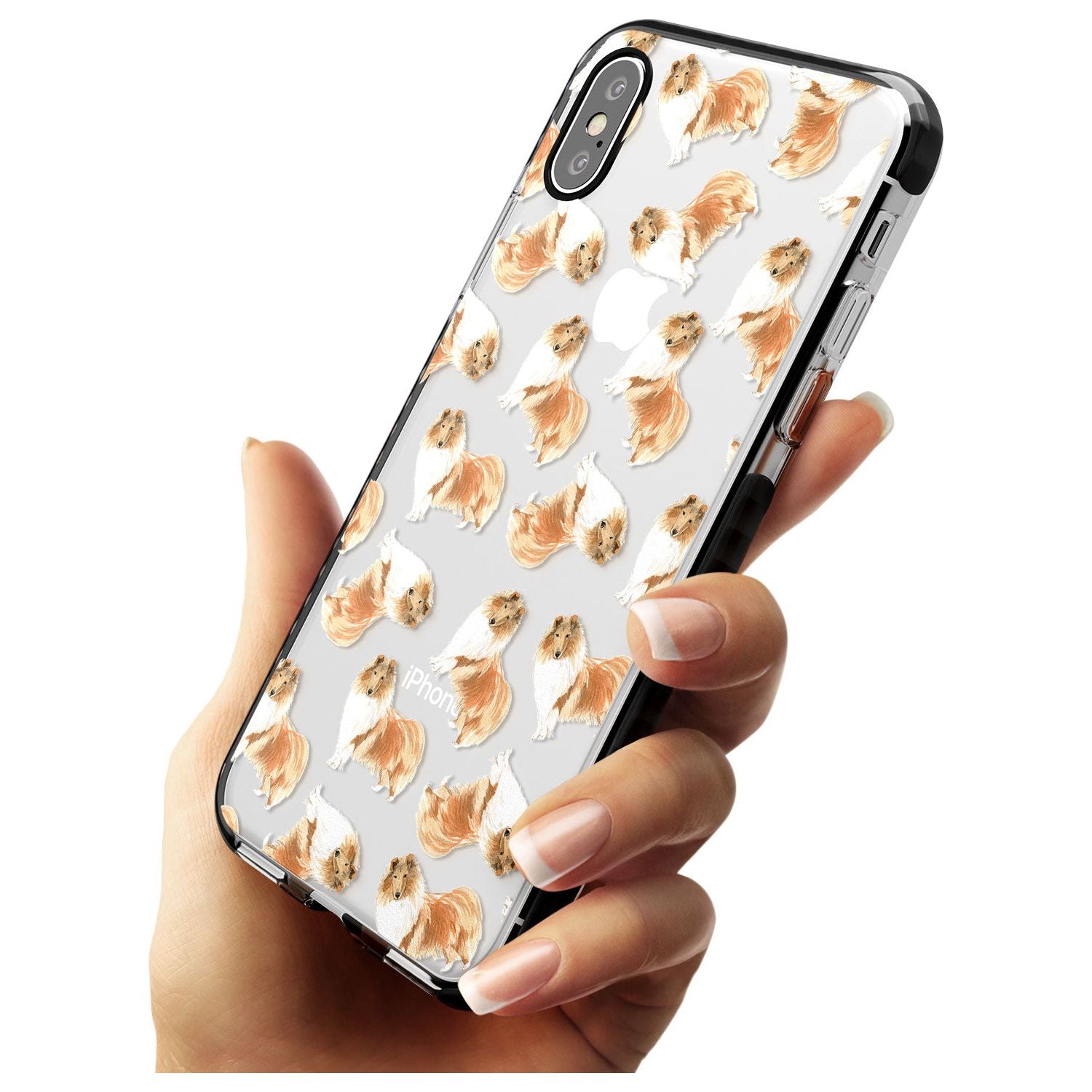 Rough Collie Watercolour Dog Pattern Black Impact Phone Case for iPhone X XS Max XR