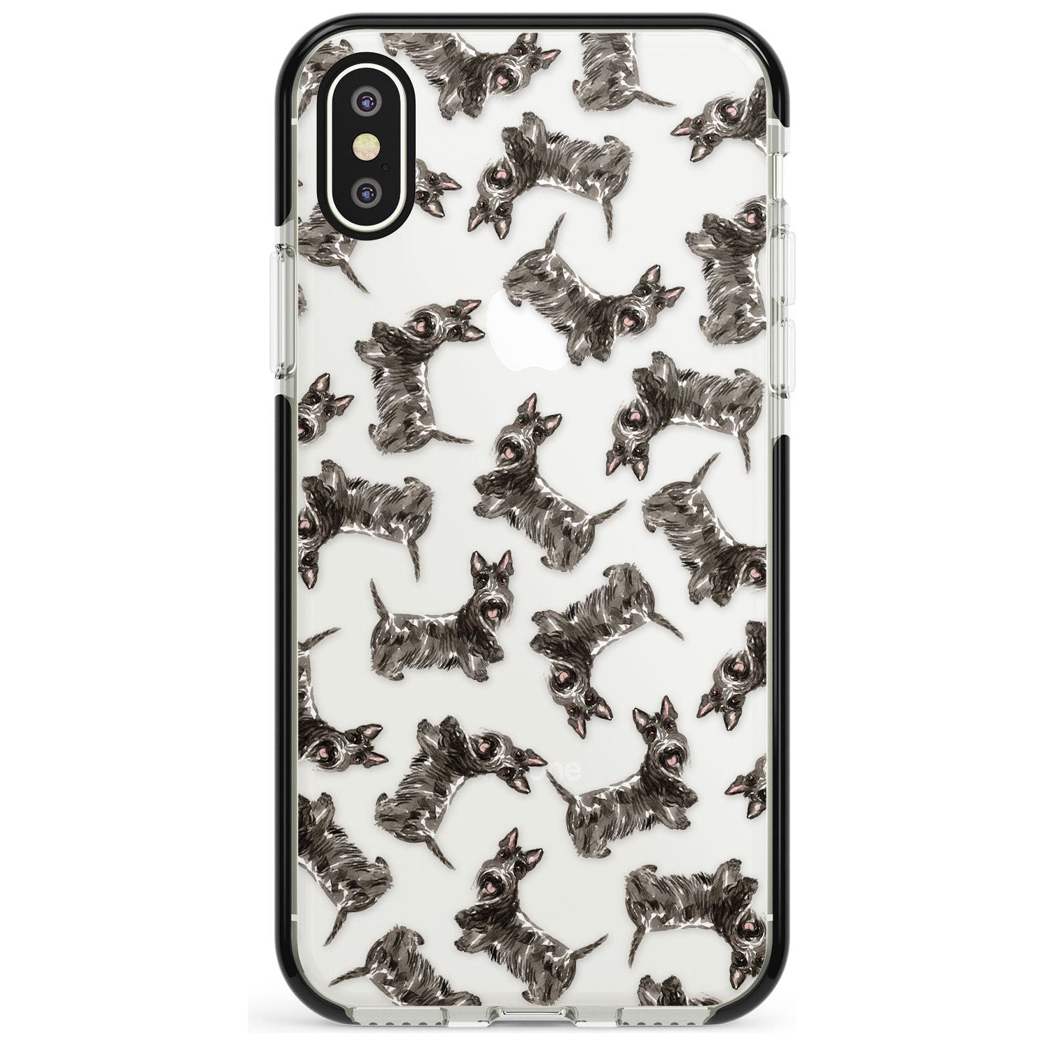 Scottish Terrier Watercolour Dog Pattern Black Impact Phone Case for iPhone X XS Max XR