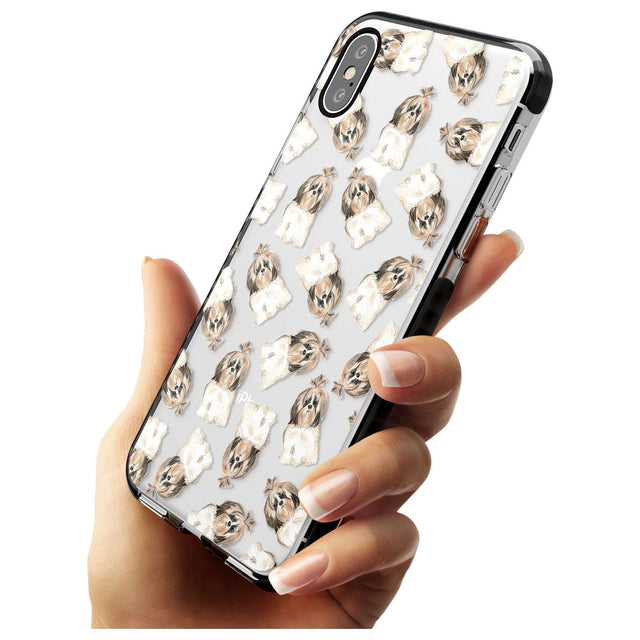 Shih tzu (Long Hair) Watercolour Dog Pattern Black Impact Phone Case for iPhone X XS Max XR
