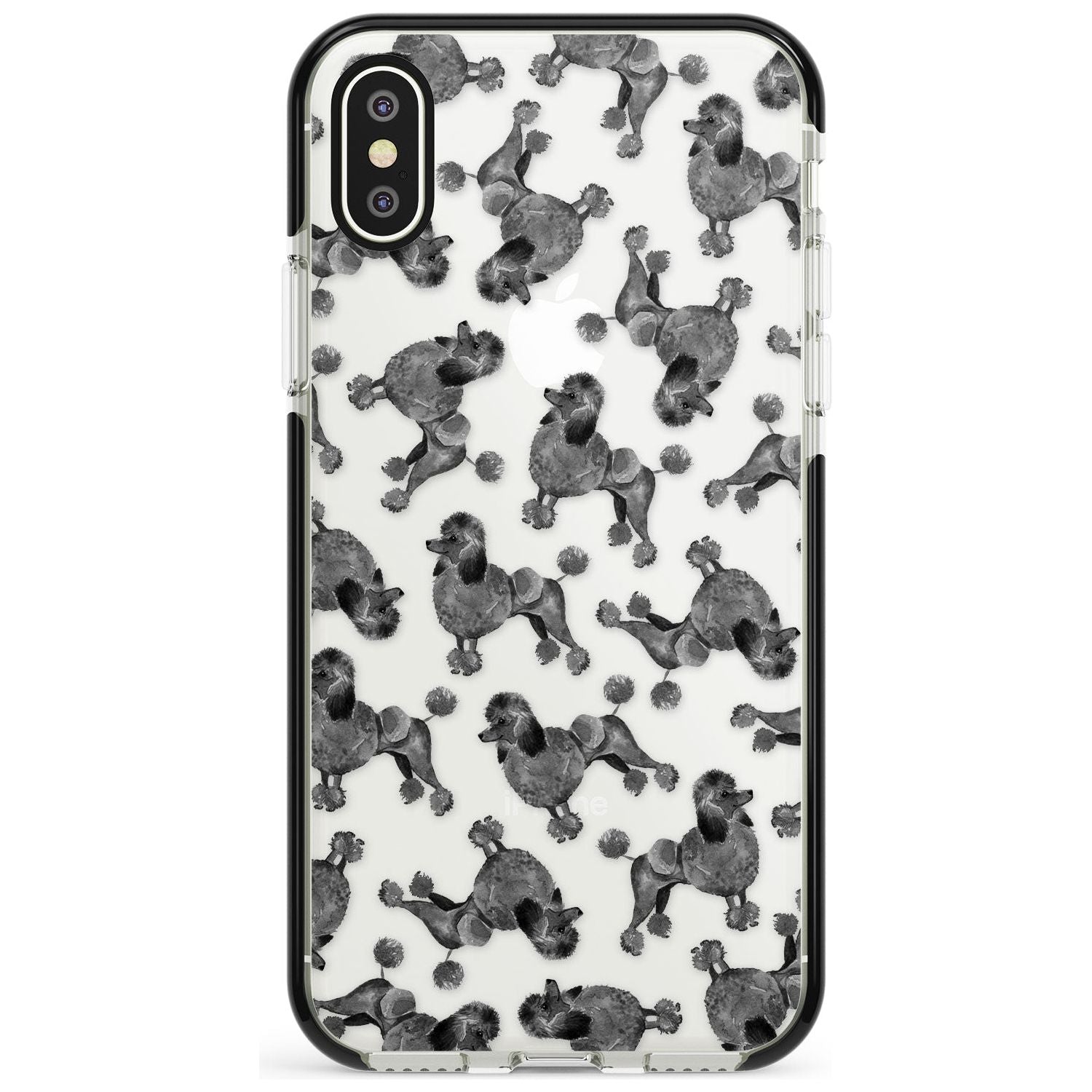 Poodle (Black) Watercolour Dog Pattern Black Impact Phone Case for iPhone X XS Max XR