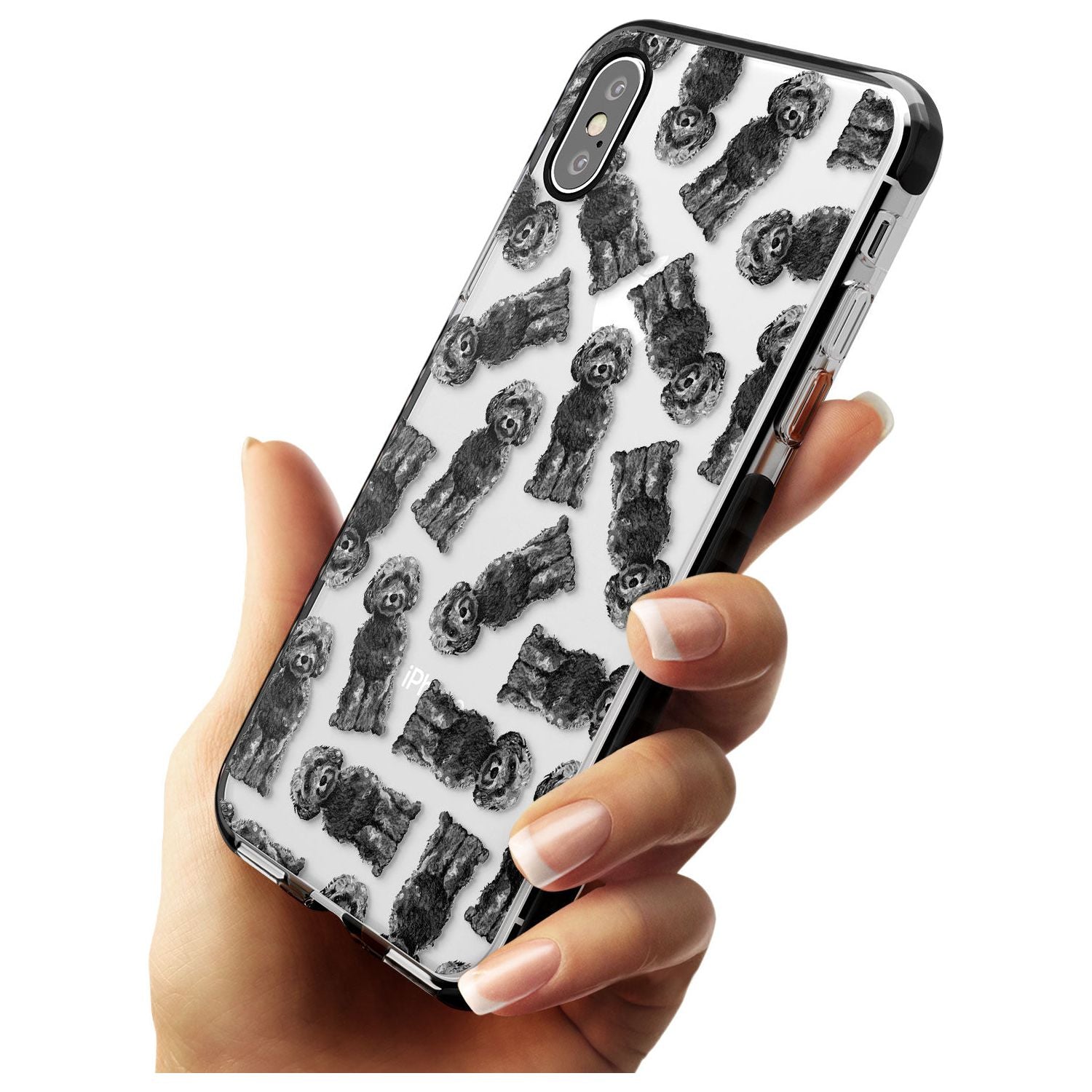 Cockapoo (Black) Watercolour Dog Pattern Black Impact Phone Case for iPhone X XS Max XR