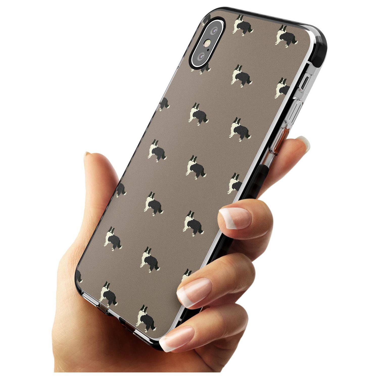 Border Collie Dog Pattern Black Impact Phone Case for iPhone X XS Max XR
