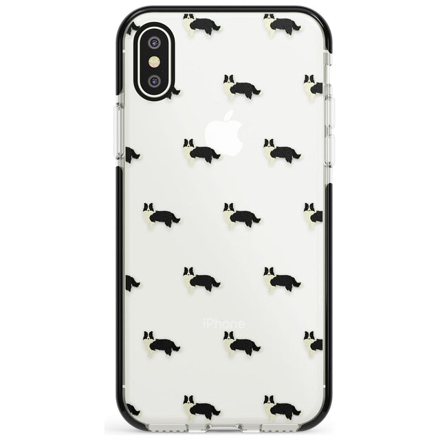 Border Collie Dog Pattern Clear Black Impact Phone Case for iPhone X XS Max XR