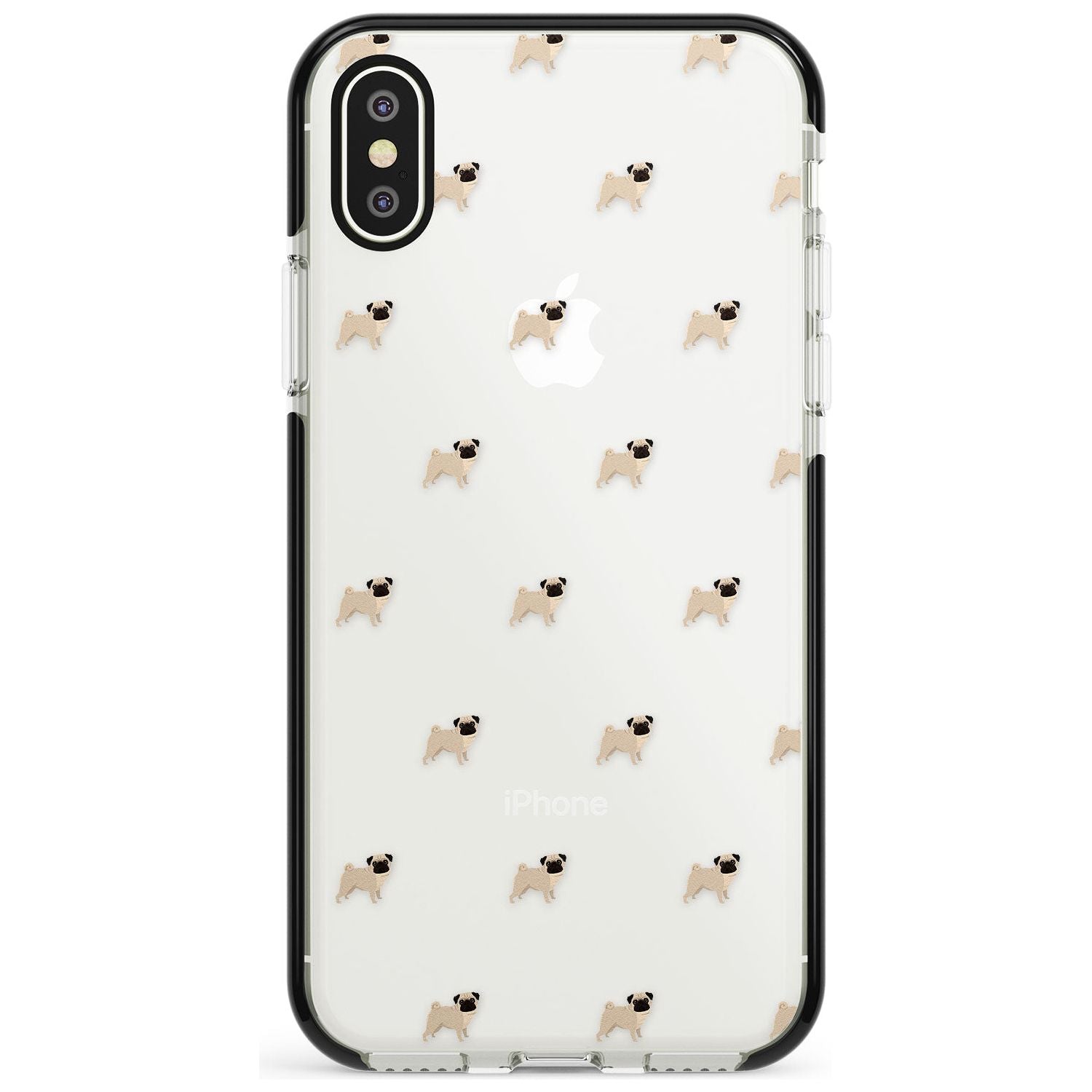 Pug Dog Pattern Clear Black Impact Phone Case for iPhone X XS Max XR
