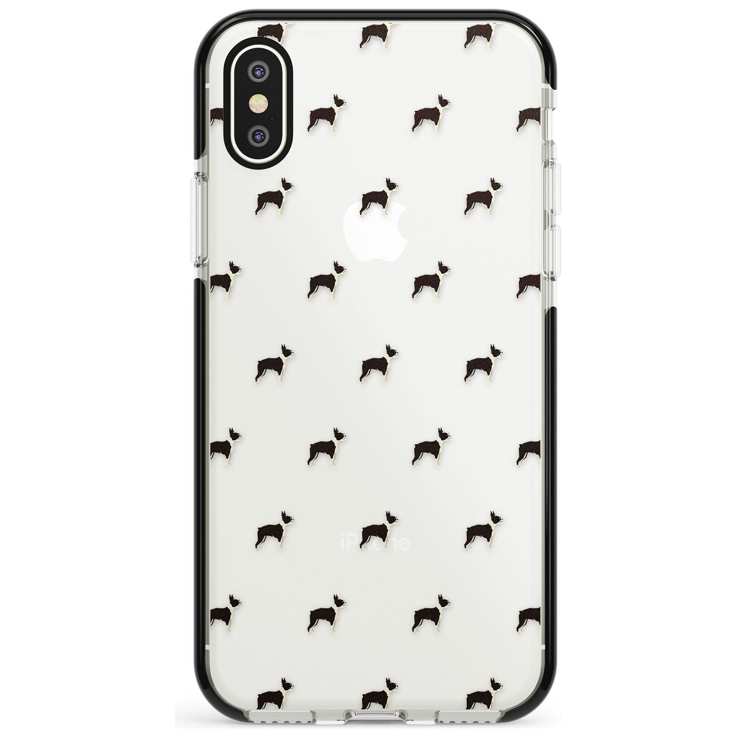 Boston Terrier Dog Pattern Clear Black Impact Phone Case for iPhone X XS Max XR