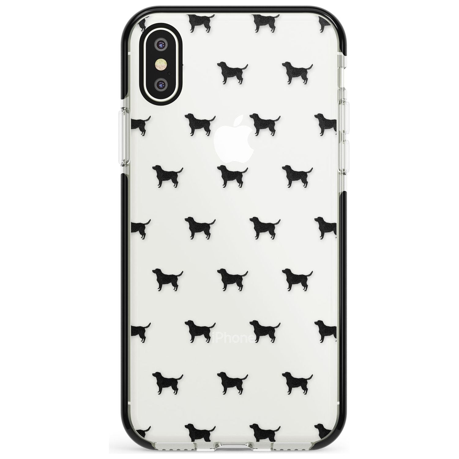 Black Labrador Dog Pattern Clear Black Impact Phone Case for iPhone X XS Max XR