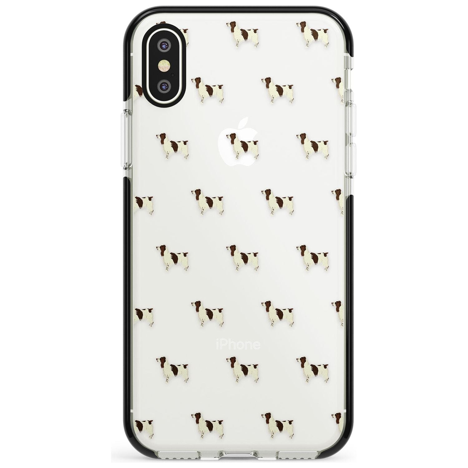 English Springer Spaniel Dog Pattern Clear Black Impact Phone Case for iPhone X XS Max XR