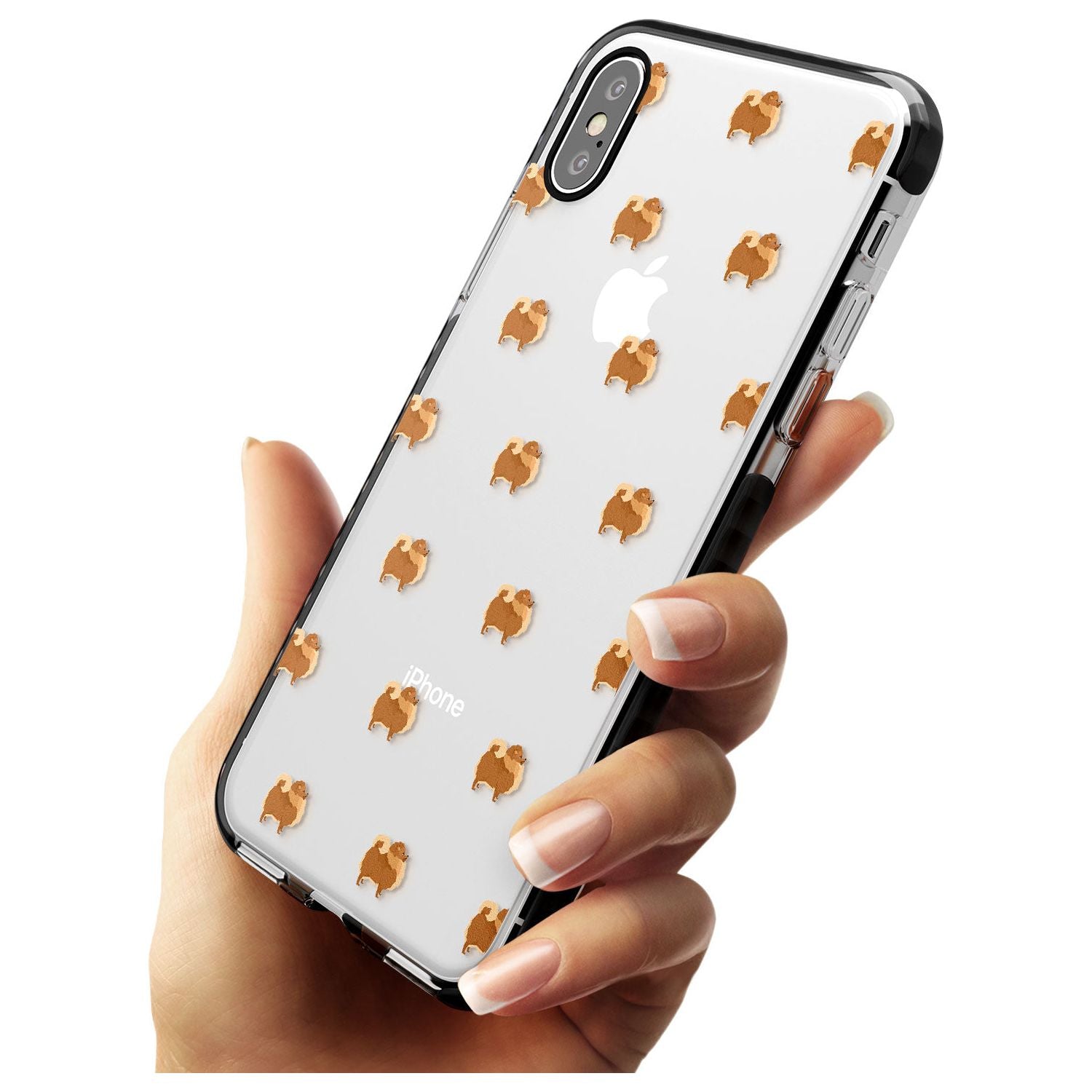 Pomeranian Dog Pattern Clear Black Impact Phone Case for iPhone X XS Max XR
