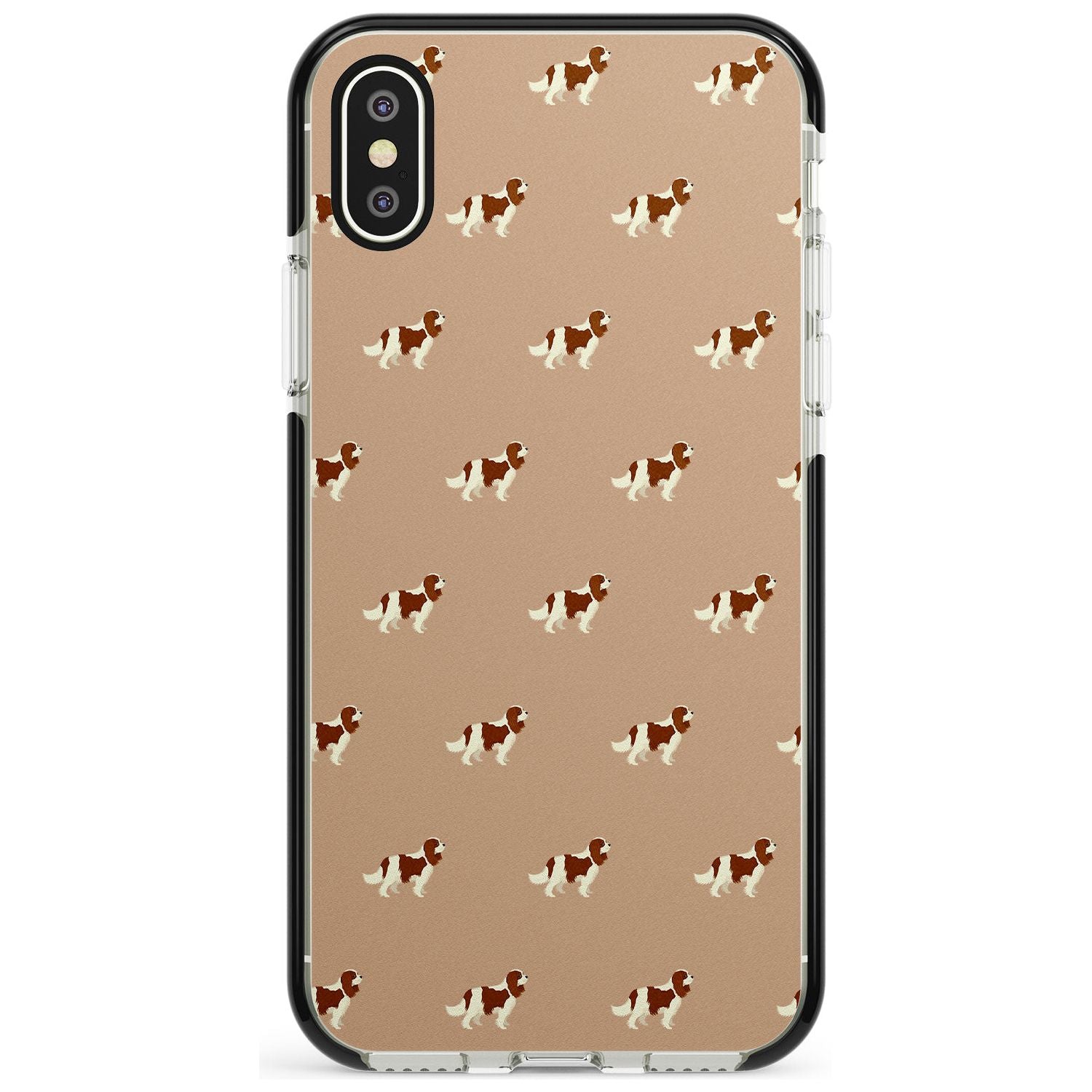 Cavalier King Charles Spaniel Pattern Black Impact Phone Case for iPhone X XS Max XR